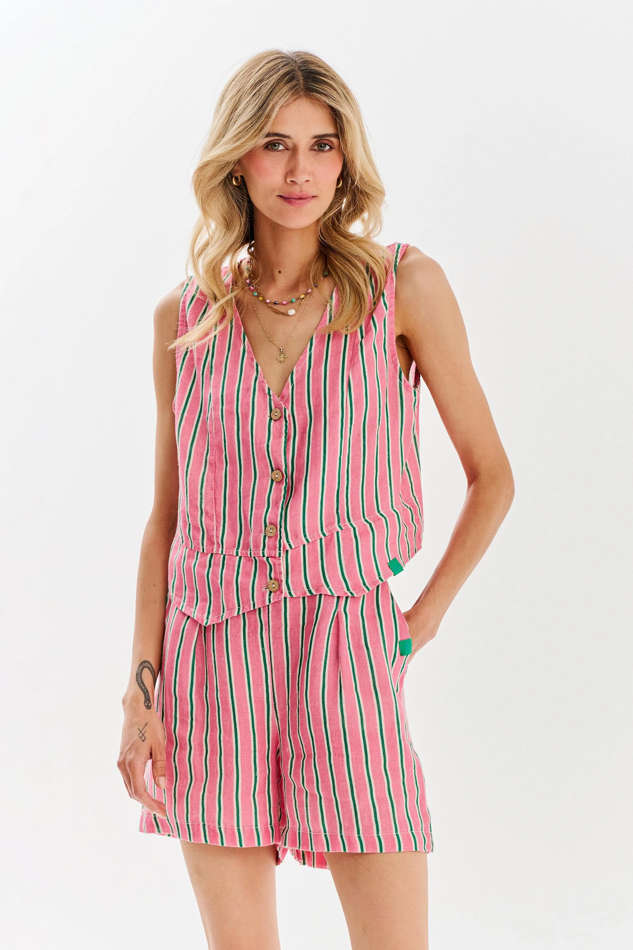 Candy Floss linen vest
