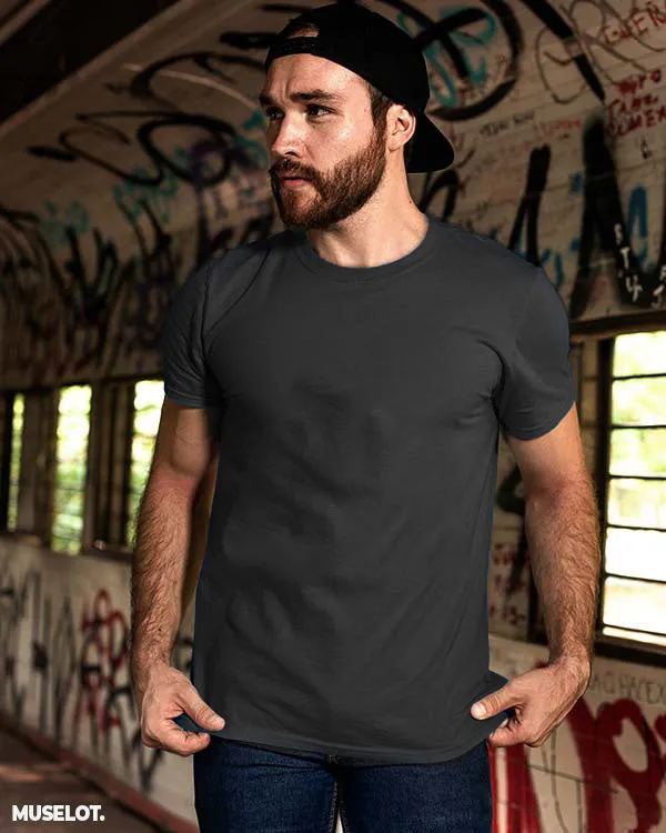 Charcoal grey plain mens t shirt