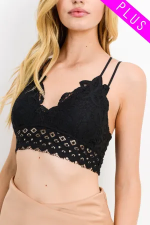 CHELSEY'S PLUS CROCHET LACE SPAGHETTI STRAP BRALETTE