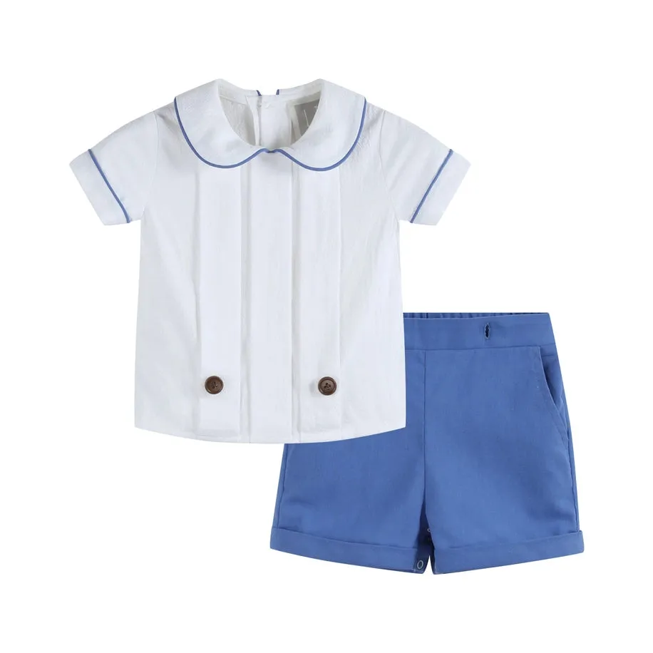 Collared Top & Button Shorts