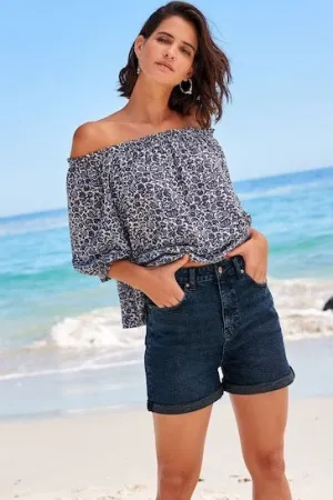Comfort Stretch Denim Mom Shorts