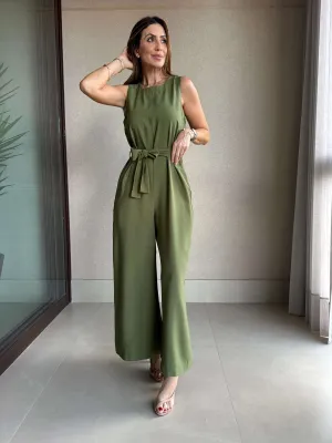 Comfortable Vest Jumpsuit With Belt