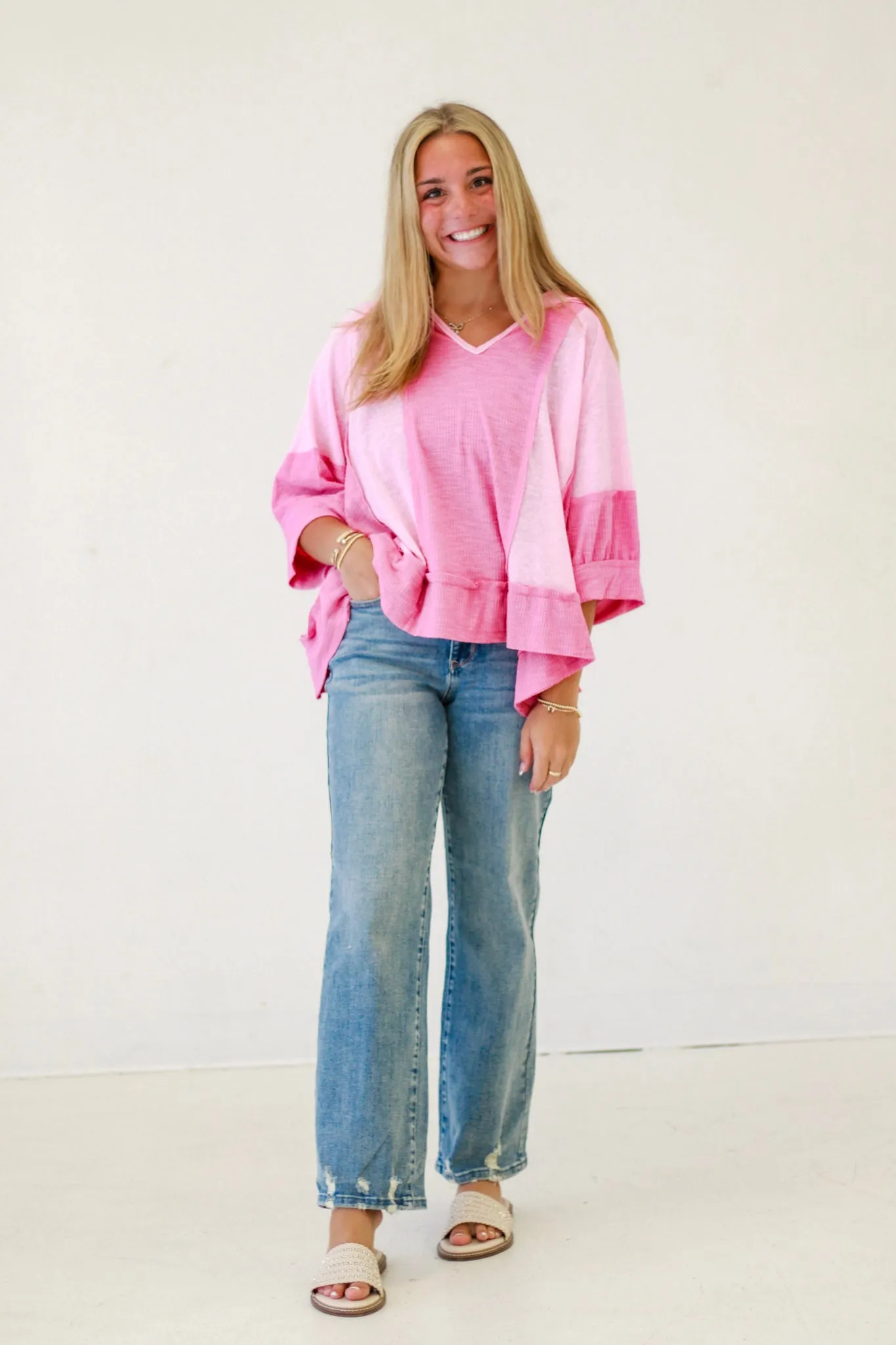Contemporary Cool Oversize Top in Blush/Pink
