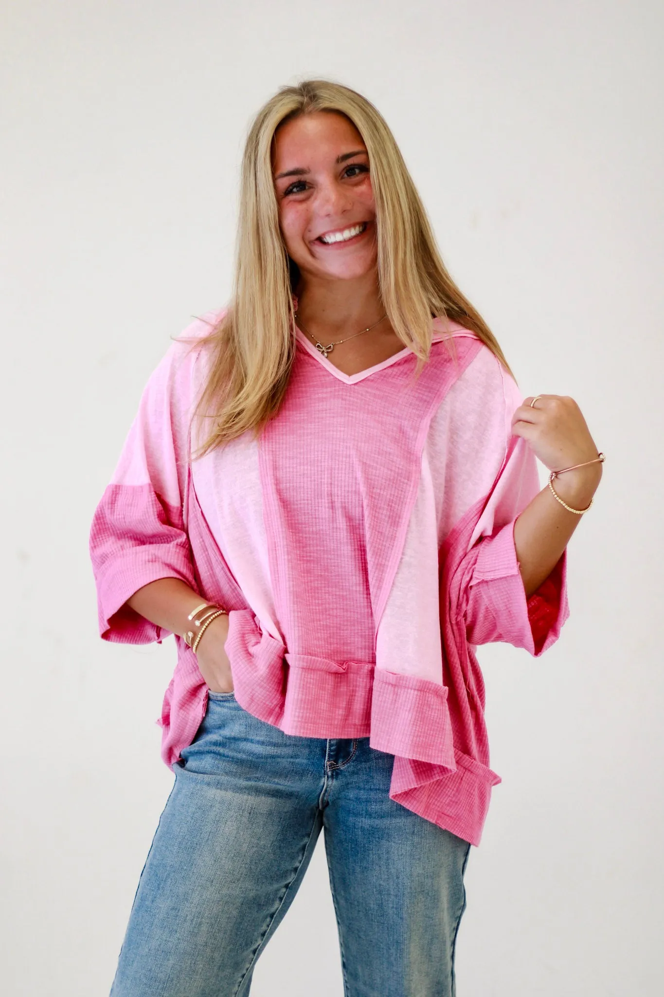Contemporary Cool Oversize Top in Blush/Pink