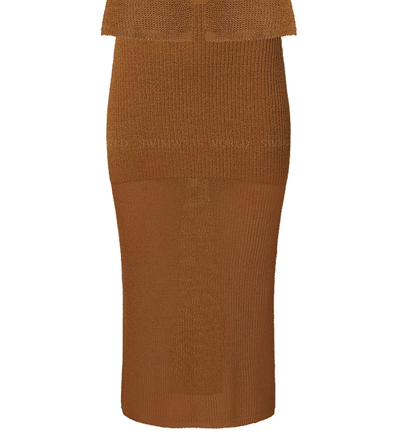 Crochet Halter-Knit Midi Skirt Bikini