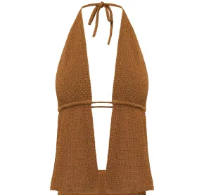 Crochet Halter-Knit Midi Skirt Bikini