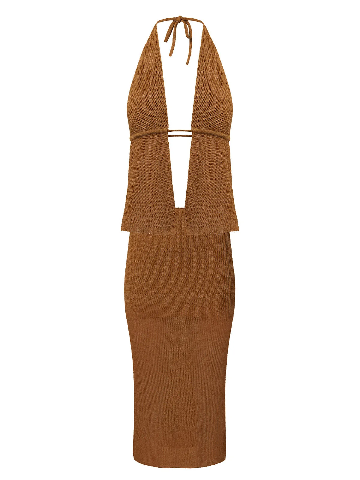 Crochet Halter-Knit Midi Skirt Bikini