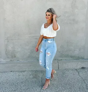 Cropped Striped Blouse