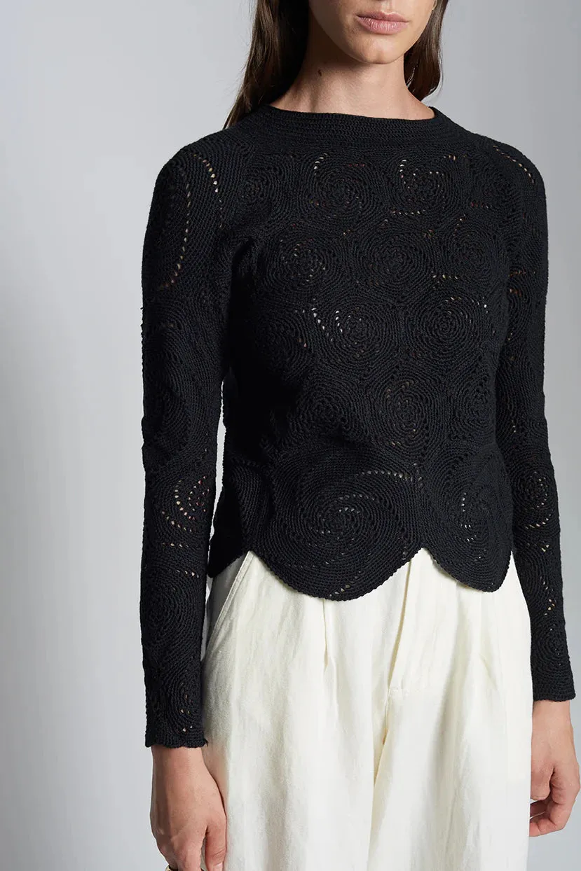 Dahlia Crochet Top - Black