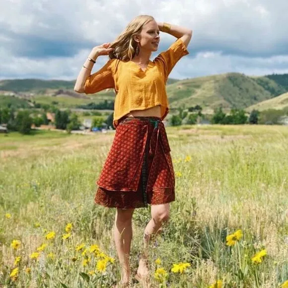 Darn Good Yarn Sari Silk Wrap Skirt