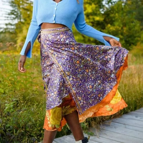 Darn Good Yarn Sari Silk Wrap Skirt