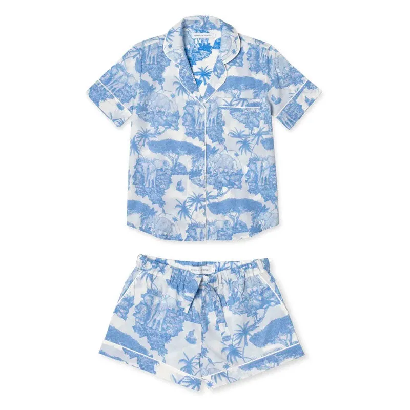 DESMOND & DEMPSEY Loxodonta Short PJ Set in Blue
