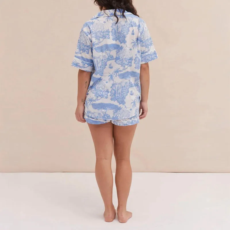 DESMOND & DEMPSEY Loxodonta Short PJ Set in Blue