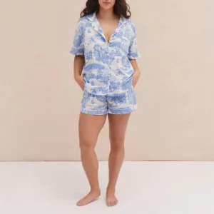 DESMOND & DEMPSEY Loxodonta Short PJ Set in Blue