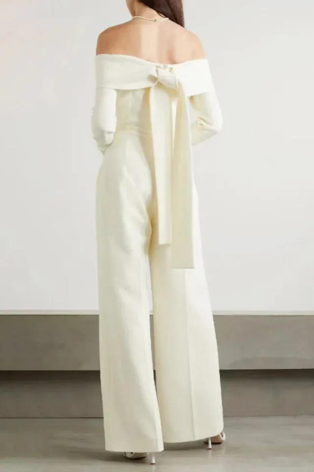 DOMINIC OFF-THE-SHOULDER CREPE JUMPSUIT IN IVORY