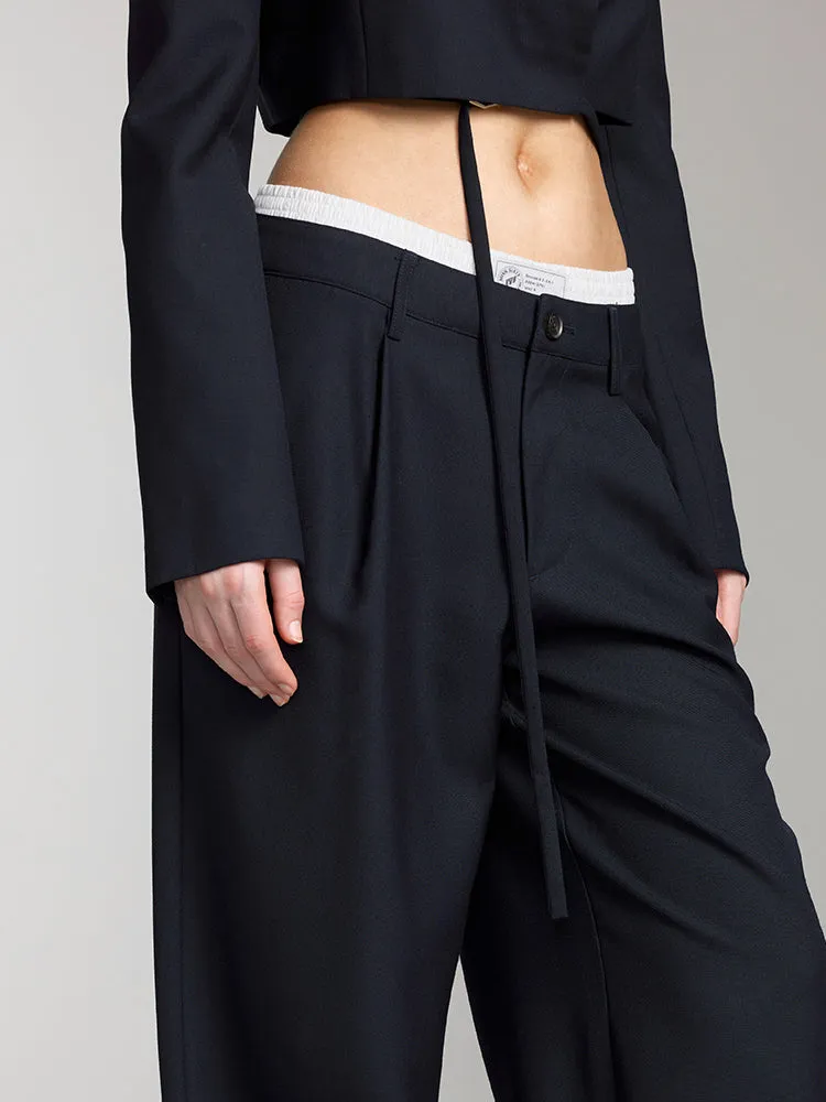 Double Waist Design Wide-Leg Trouser