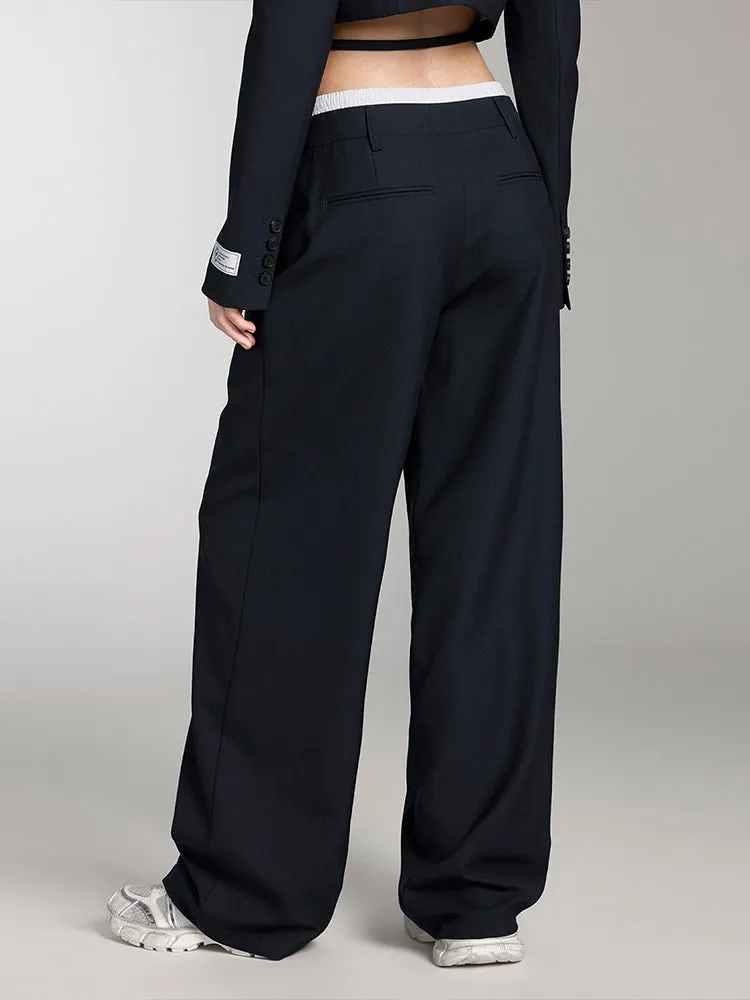 Double Waist Design Wide-Leg Trouser