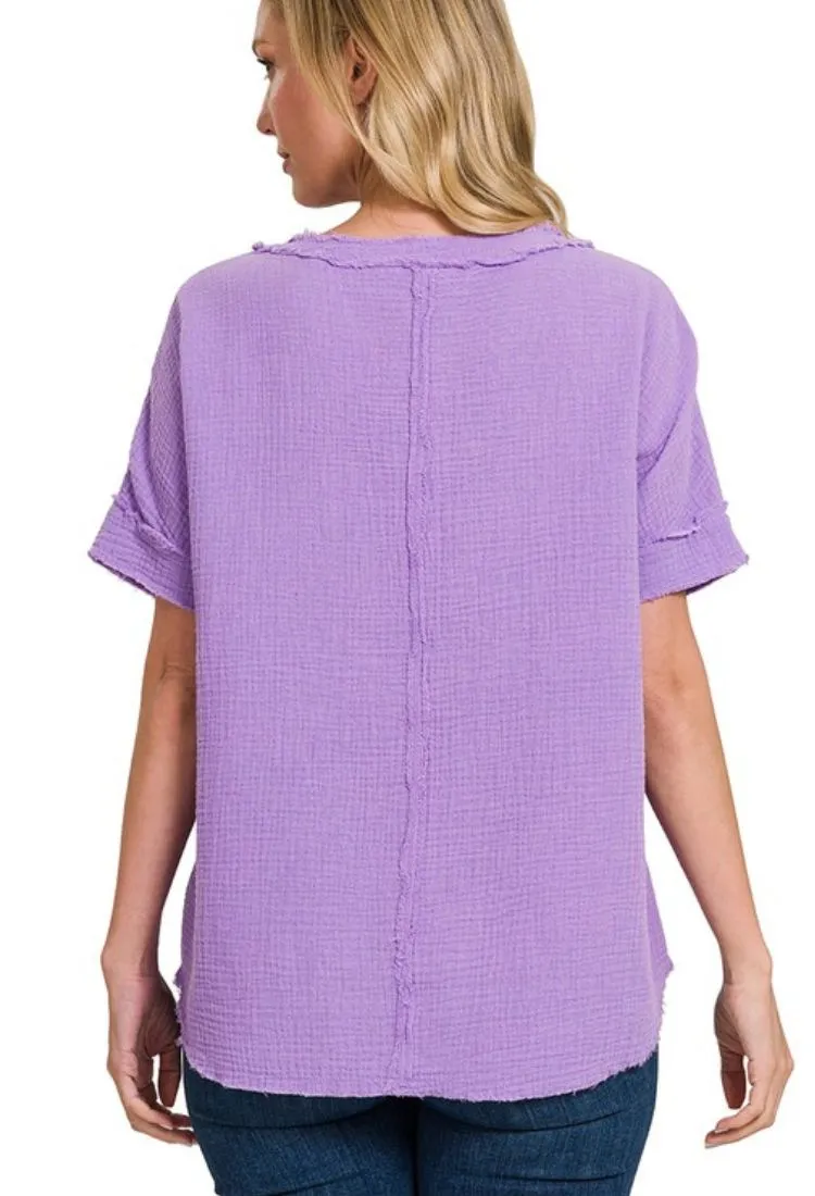 Eden Gauze Raw Edge Top