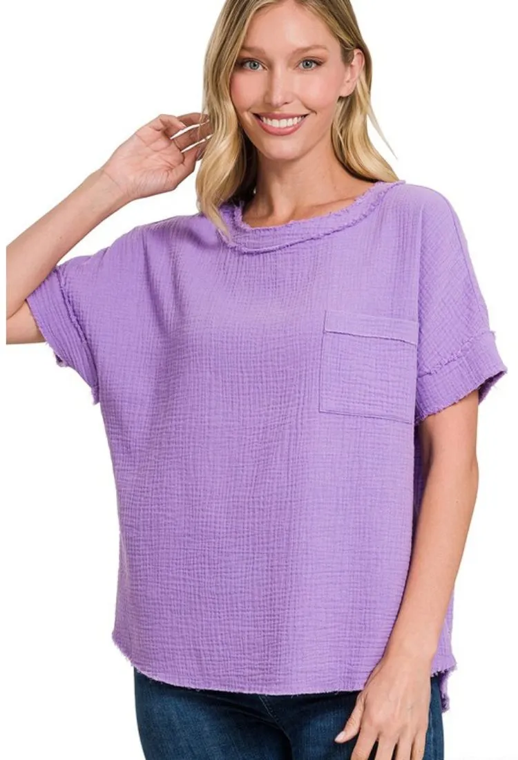 Eden Gauze Raw Edge Top