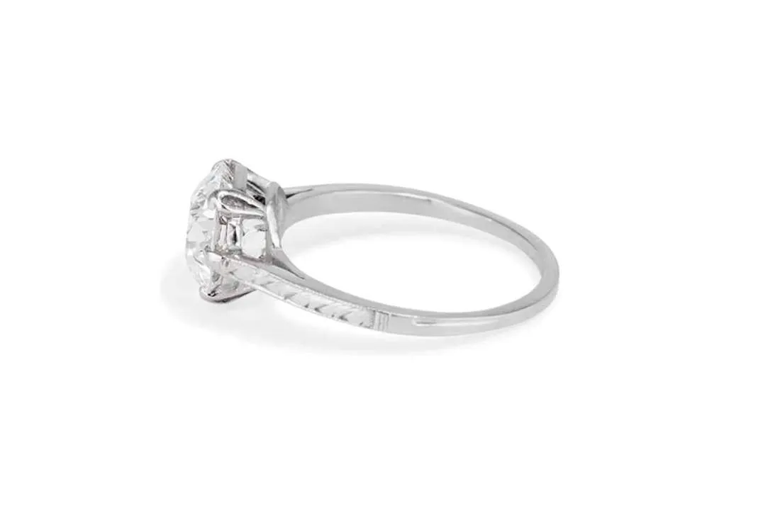 Edwardian Old European Cut Diamond Cluster Engagement Ring, 2.12CT Moissanite 14k Gold Vintage Ring for her