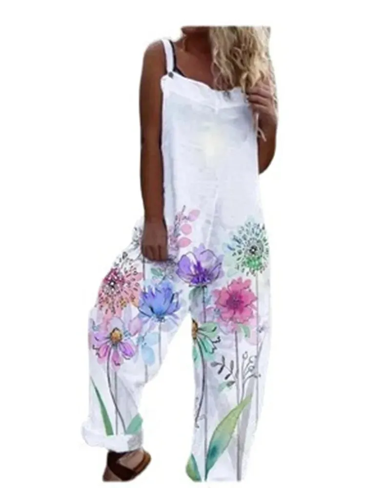Elegant Vintage Floral Print Women's Jumpsuit