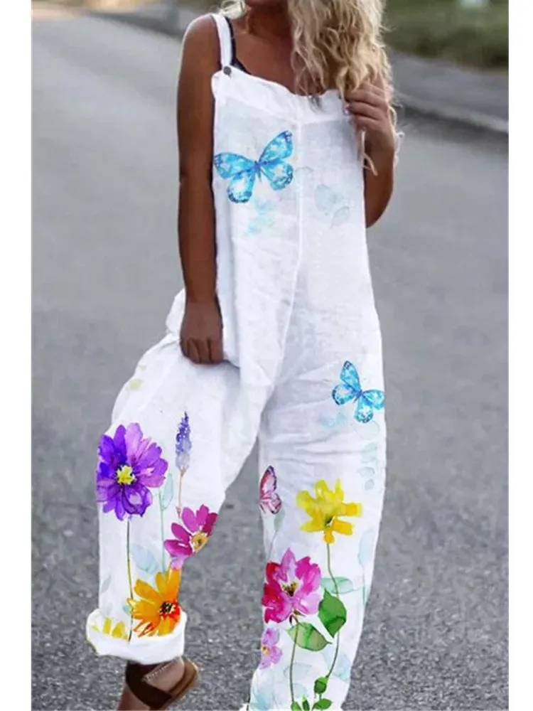 Elegant Vintage Floral Print Women's Jumpsuit