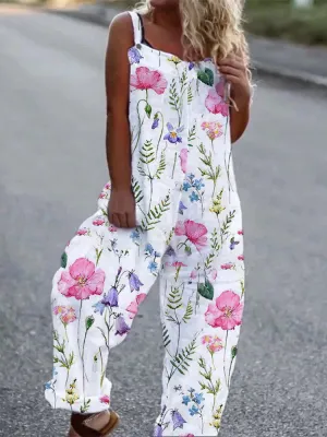 Elegant Vintage Floral Print Women's Jumpsuit