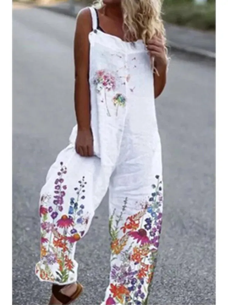 Elegant Vintage Floral Print Women's Jumpsuit