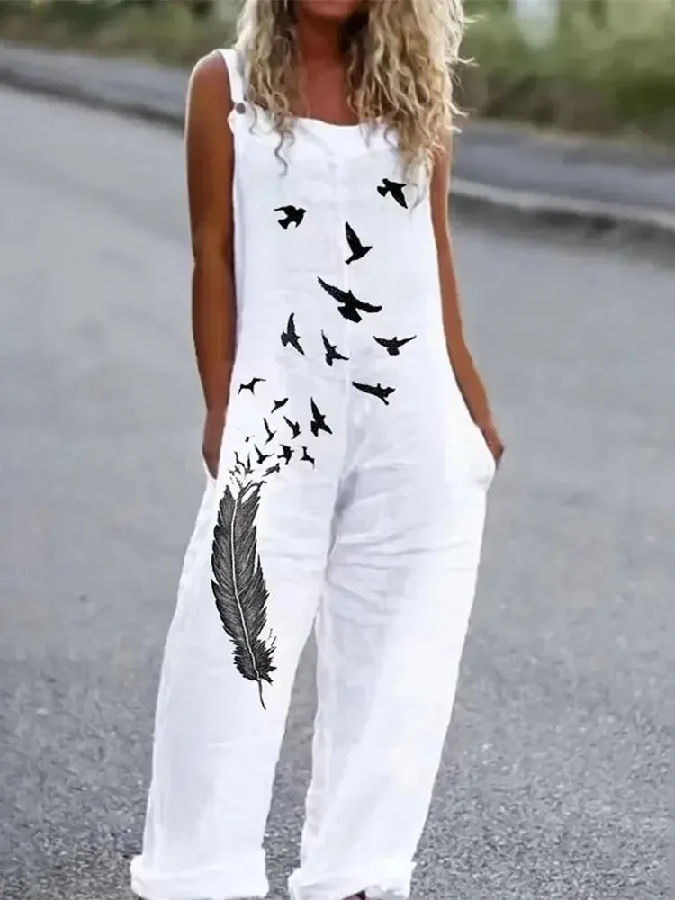 Elegant Vintage Floral Print Women's Jumpsuit