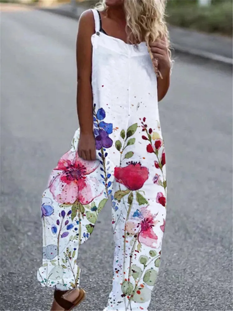 Elegant Vintage Floral Print Women's Jumpsuit