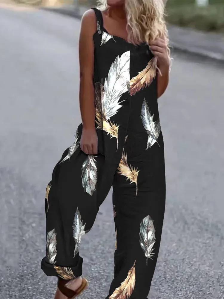Elegant Vintage Floral Print Women's Jumpsuit
