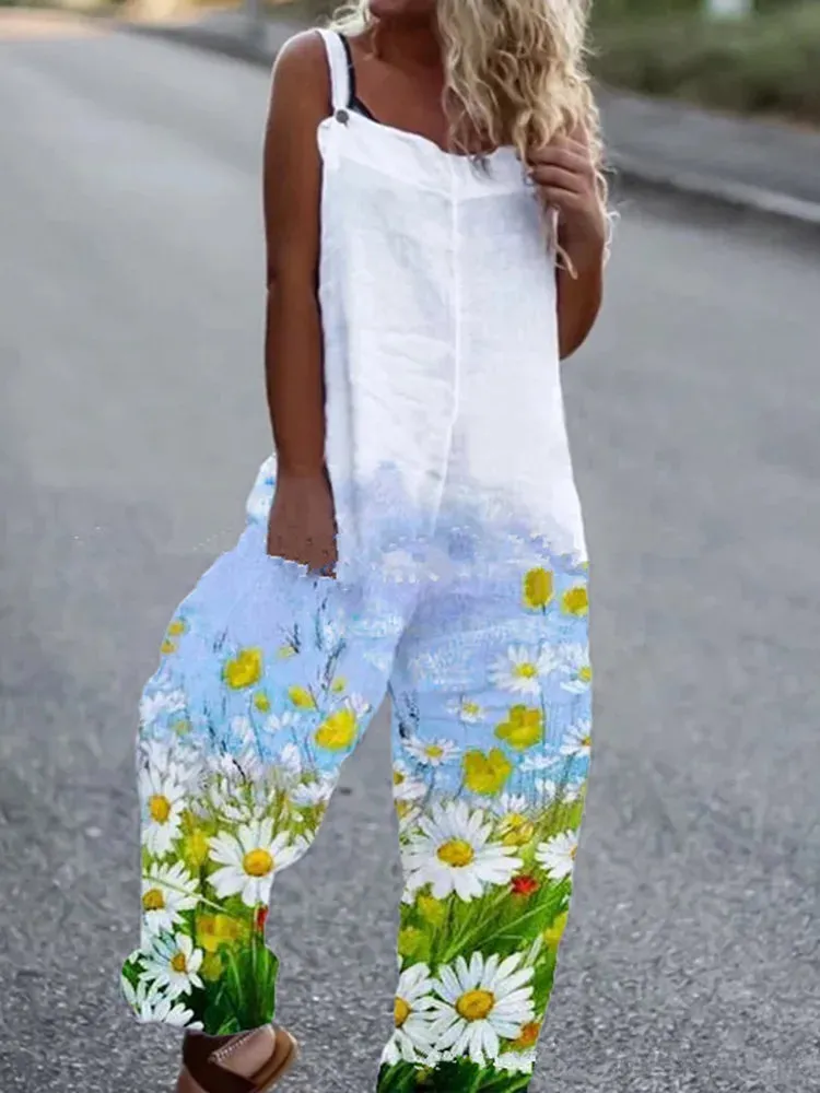 Elegant Vintage Floral Print Women's Jumpsuit