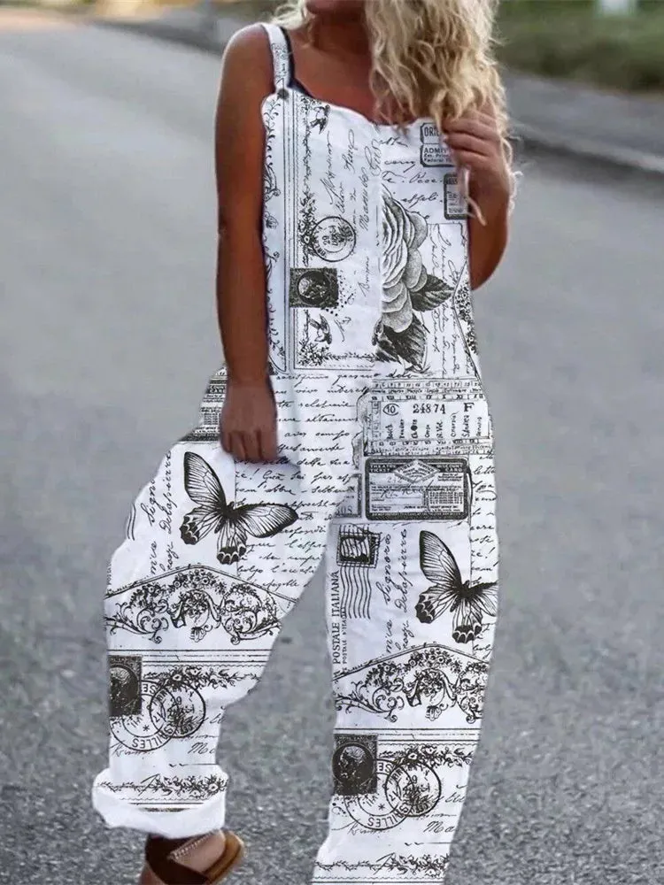 Elegant Vintage Floral Print Women's Jumpsuit
