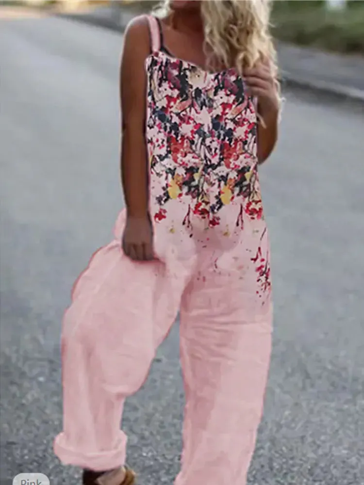 Elegant Vintage Floral Print Women's Jumpsuit