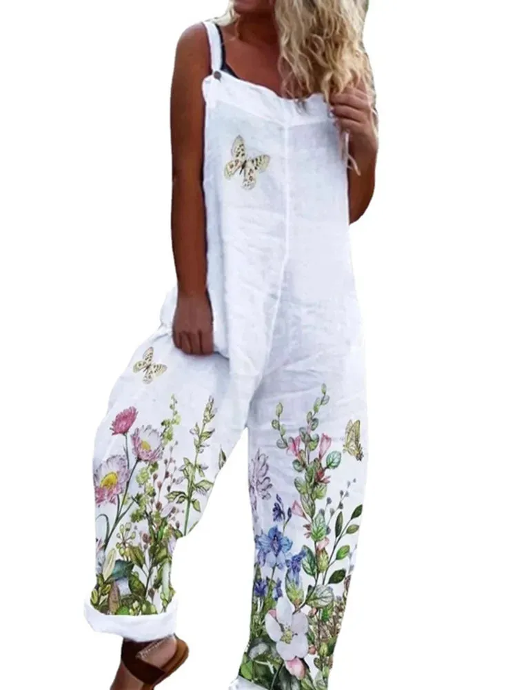 Elegant Vintage Floral Print Women's Jumpsuit