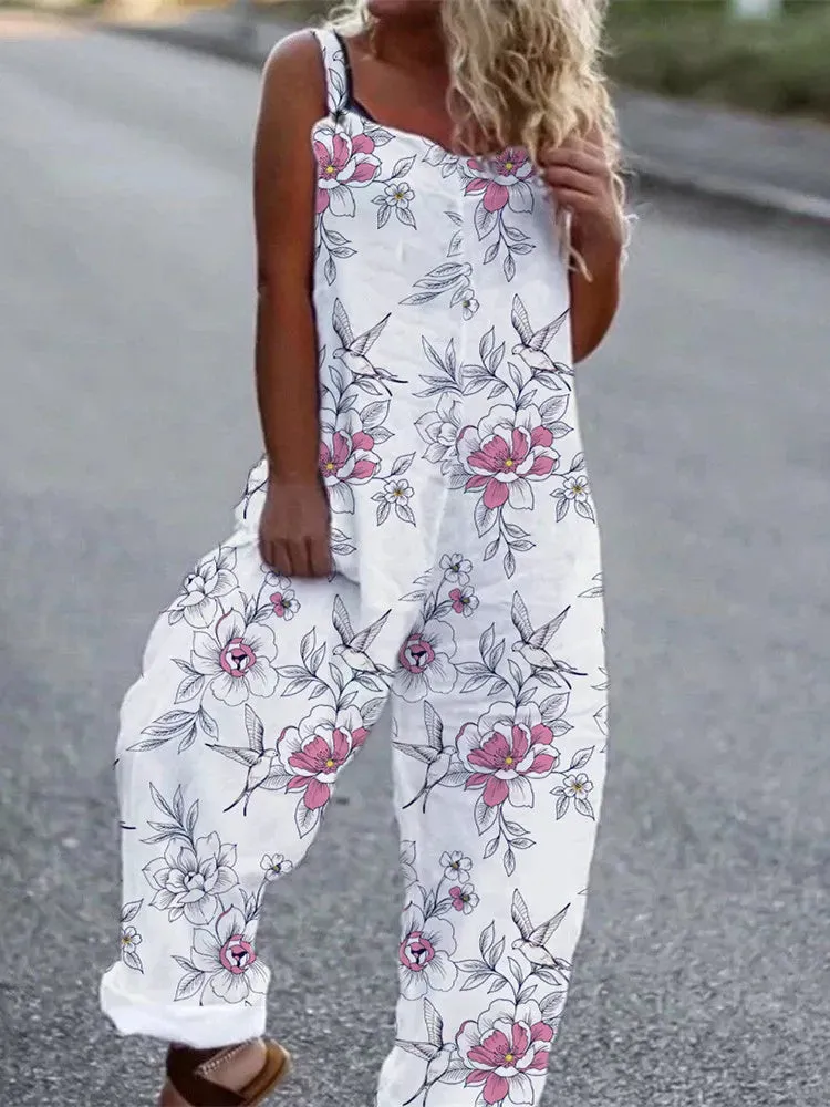 Elegant Vintage Floral Print Women's Jumpsuit