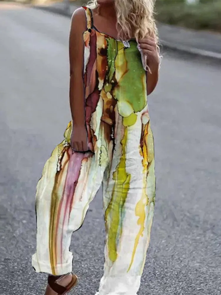 Elegant Vintage Floral Print Women's Jumpsuit
