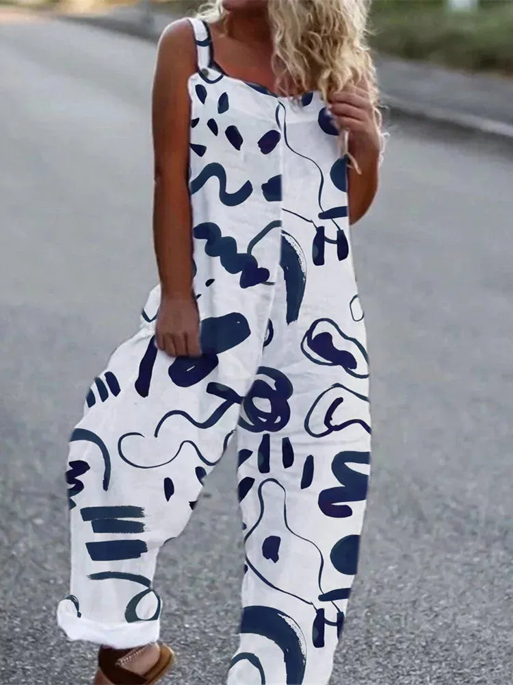 Elegant Vintage Floral Print Women's Jumpsuit