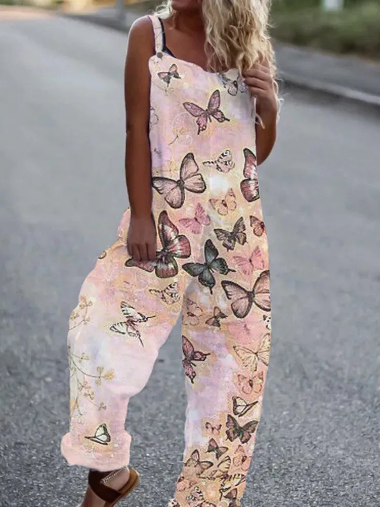 Elegant Vintage Floral Print Women's Jumpsuit