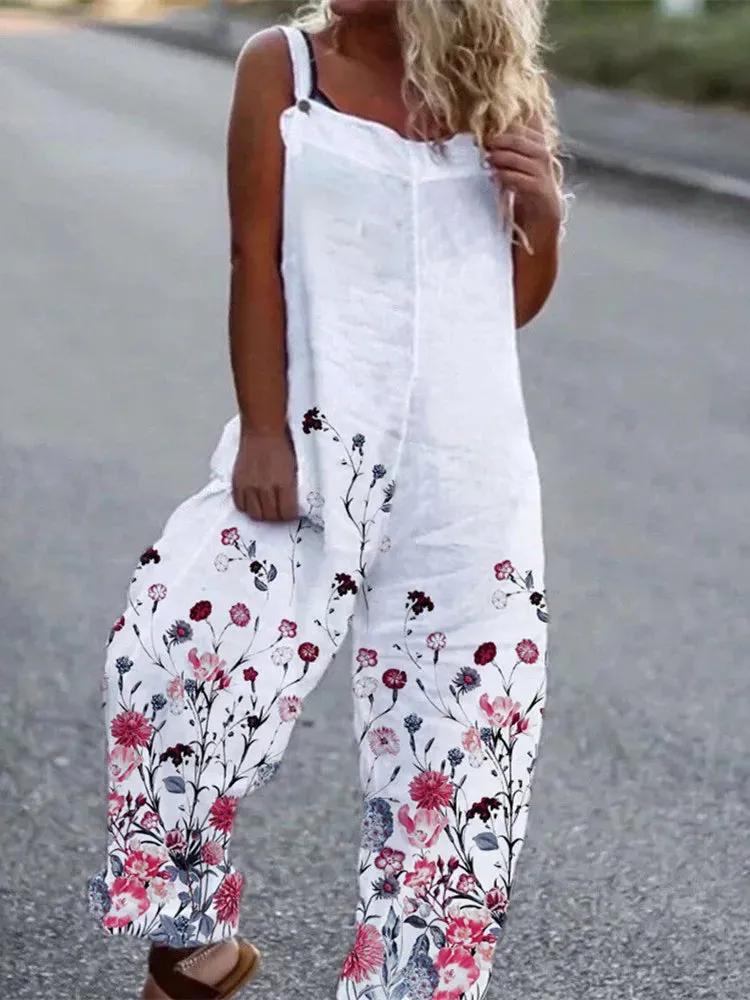 Elegant Vintage Floral Print Women's Jumpsuit