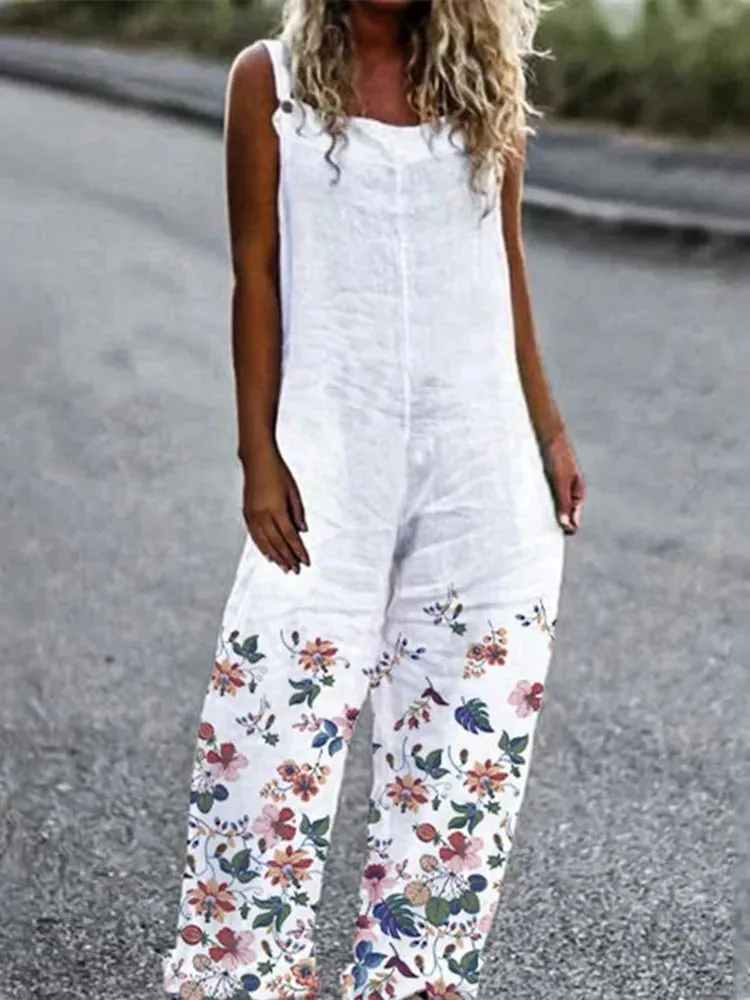 Elegant Vintage Floral Print Women's Jumpsuit