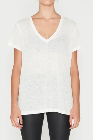 Elka Collective Linen V Neck Tee White