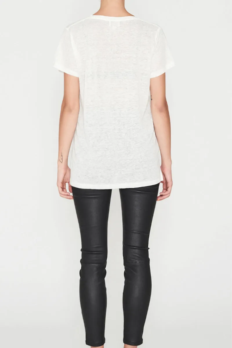Elka Collective Linen V Neck Tee White