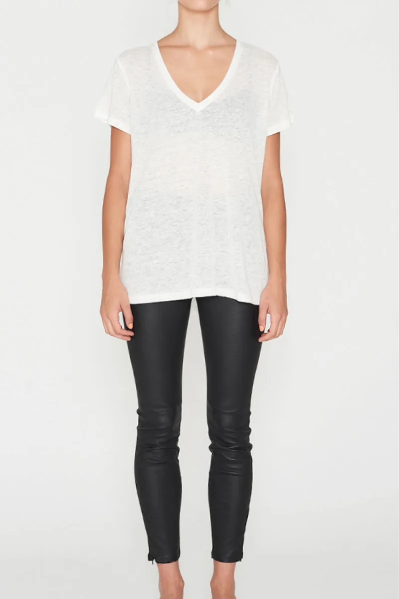 Elka Collective Linen V Neck Tee White
