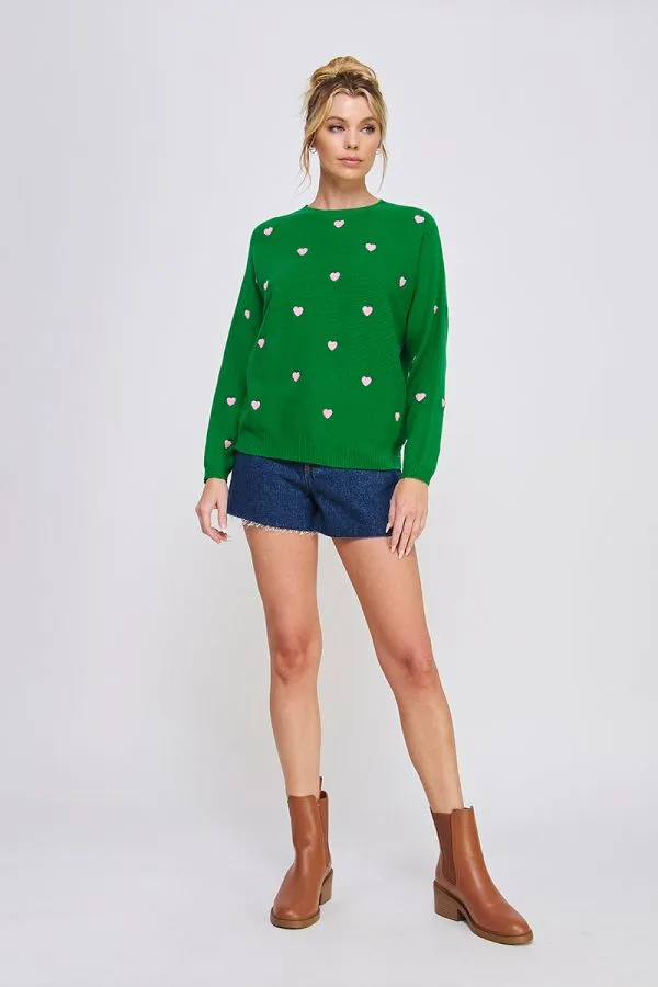 Elle Soft Dolman Sweater - Green, Pink