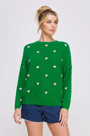 Elle Soft Dolman Sweater - Green, Pink