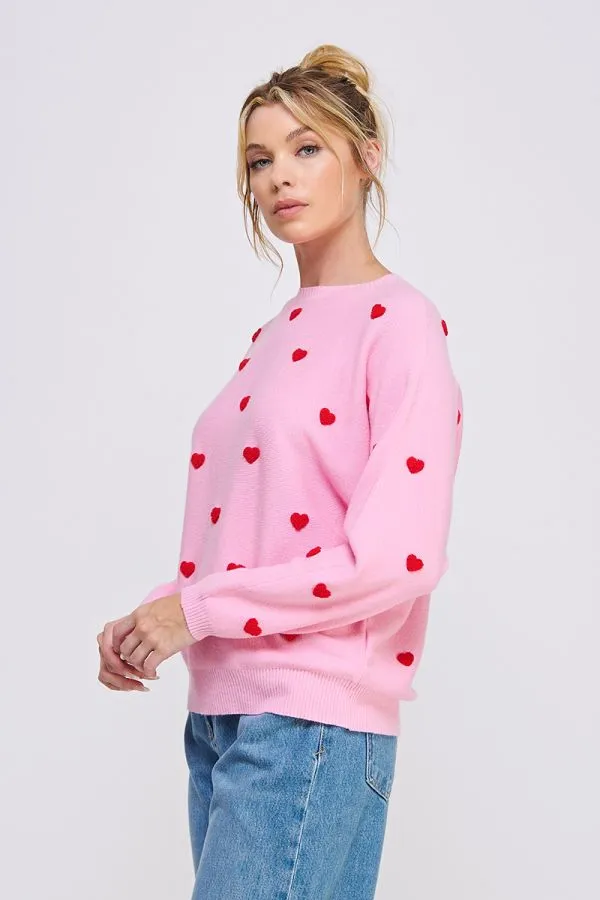 Elle Soft Dolman Sweater - Green, Pink