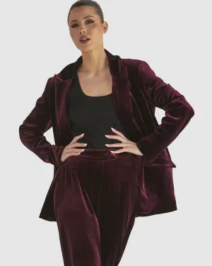 Fate & Becker Mustang Sally Velvet  Blazer Jacket Wine