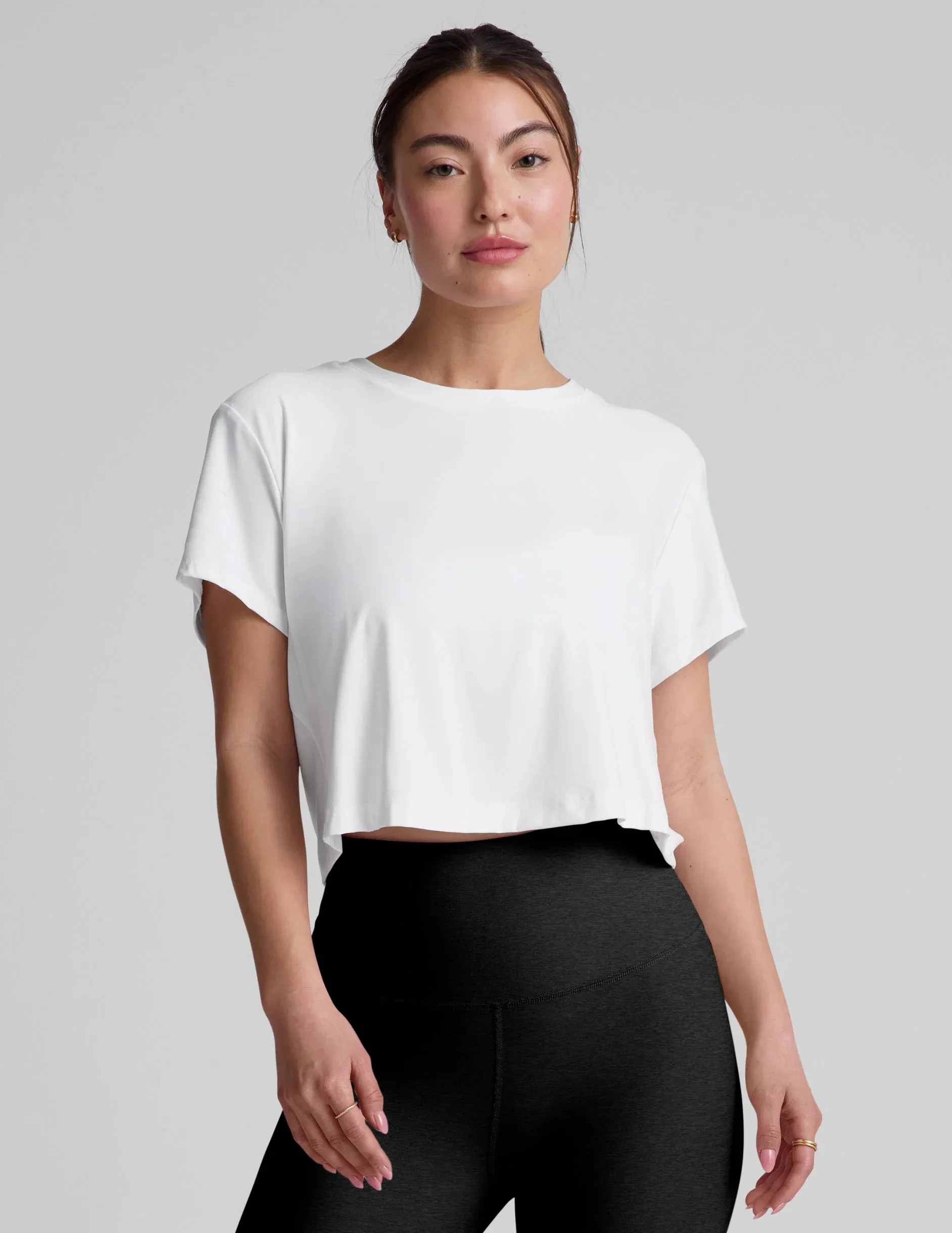 Featherweight Supreme Cropped Tee by Beyond Yoga | Cloud White