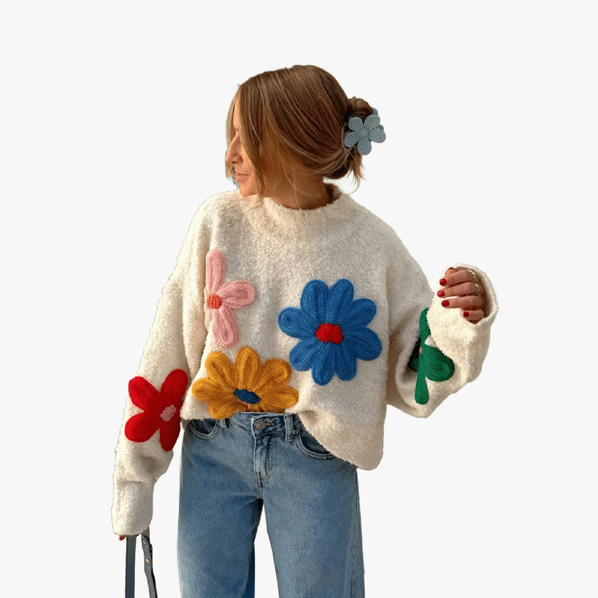 Floral Appliqué Oversized Top